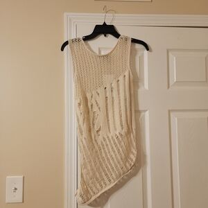 Zara Asymmetrical Cream Knit Top With Side Cut Out - NWT